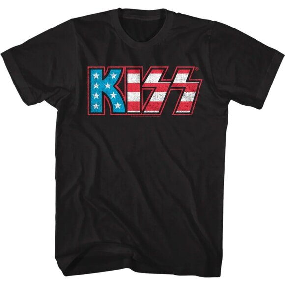 Julia A Other - KISS American Flag Rock Band Graphic T-Shirt Patriotic Music Concert Fan Tee 05
